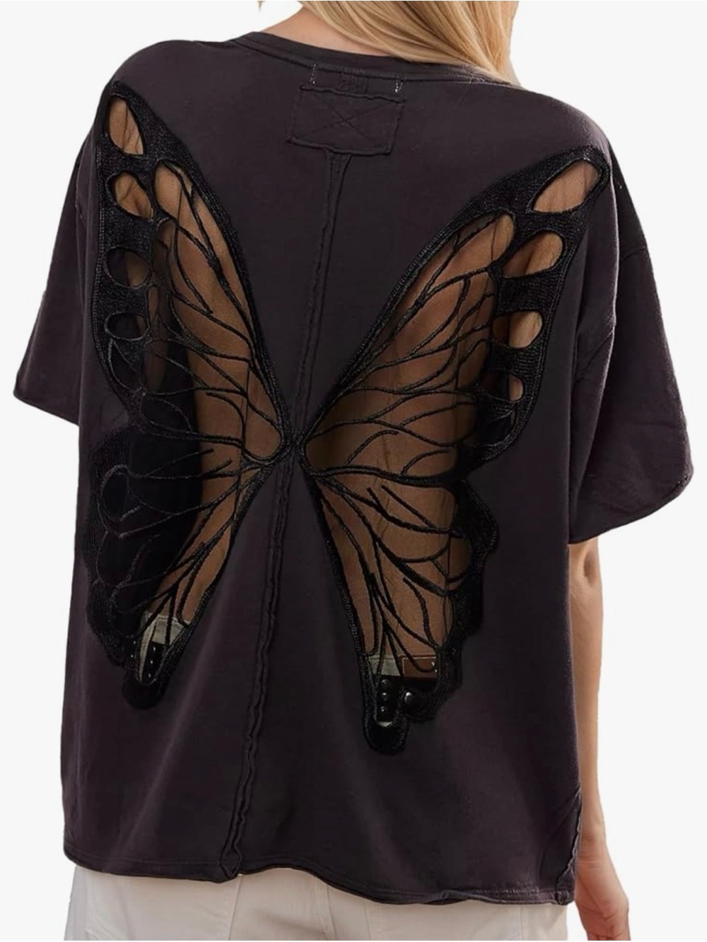 NEW Butterfly Back Cutout Tee - Black